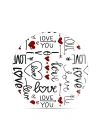 Decovetro Cam Kesme Tahtası ve Sunumluk Yuvarlak Love Serisi Yazı Desenli 30 x 30 cm