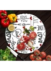 Decovetro Cam Kesme Tahtası ve Sunumluk Yuvarlak Love Serisi Yazı Desenli 30 x 30 cm