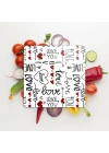 Decovetro Cam Kesme Tahtası ve Sunumluk Kare Love Serisi Yazı Desenli 30 x 30 cm