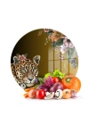 Decovetro Cam Kesme Tahtası ve Sunumluk Yuvarlak Tropik Leopar Desenli 30 x 30 cm