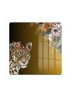 Decovetro Cam Kesme Tahtası ve Sunumluk Kare Tropik Leopar Desenli 30 x 30 cm