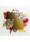 Decovetro Cam Kesme Tahtası ve Sunumluk Kare Tropik Leopar Desenli 30 x 30 cm