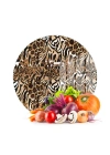 Decovetro Cam Kesme Tahtası ve Sunumluk Yuvarlak Leopar Desenli 30 x 30 cm