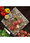 Decovetro Cam Kesme Tahtası ve Sunumluk Kare Leopar Desenli 30 x 30 cm