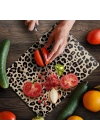 Decovetro Cam Kesme Tahtası ve Sunumluk Leopar Desenli 20 x 30 cm