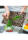 Decovetro Cam Kesme Tahtası ve Sunumluk Leopar Desenli 40 x 30 cm