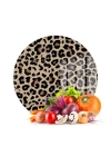 Decovetro Cam Kesme Tahtası ve Sunumluk Yuvarlak Leopar Desenli 30 x 30 cm