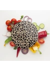 Decovetro Cam Kesme Tahtası ve Sunumluk Yuvarlak Leopar Desenli 30 x 30 cm