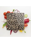 Decovetro Cam Kesme Tahtası ve Sunumluk Kare Leopar Desenli 30 x 30 cm