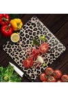 Decovetro Cam Kesme Tahtası ve Sunumluk Kare Leopar Desenli 30 x 30 cm