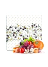 Decovetro Cam Kesme Tahtası ve Sunumluk Kare Zeytin Desenli 30 x 30 cm