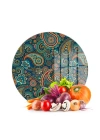 Decovetro Cam Kesme Tahtası ve Sunumluk Yuvarlak Şal Desenli 30 x 30 cm