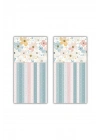 Decovetro Cam Kahve Sofra Sunum Tablası 2li Set Flower & Stripes Desenli 30 x 15 cm