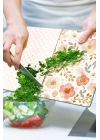 Decovetro Cam Kesme Tahtası ve Sunumluk Flower & Points Desenli 20 x 30 cm