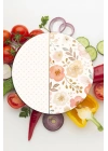 Decovetro Cam Kesme Tahtası ve Sunumluk Yuvarlak Flower & Points Desenli 30 x 30 cm