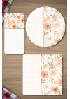 Decovetro Cam Sunum Servis Tabağı 3lü Karma Set Flower & Points Desenli