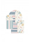 Decovetro Cam Sunum Servis Tabağı 3lü Karma Set Flower & Stripes Desenli