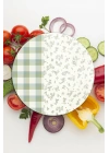 Decovetro Cam Kesme Tahtası ve Sunumluk Yuvarlak Minimal Flower & Buffalo Desenli 30 x 30 cm