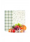 Decovetro Cam Kesme Tahtası ve Sunumluk Kare Minimal Flower & Buffalo Desenli 30 x 30 cm