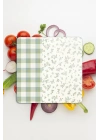 Decovetro Cam Kesme Tahtası ve Sunumluk Kare Minimal Flower & Buffalo Desenli 30 x 30 cm