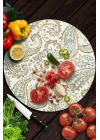 Decovetro Cam Kesme Tahtası ve Sunumluk Yuvarlak Şal Desenli 30 x 30 cm
