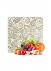 Decovetro Cam Kesme Tahtası ve Sunumluk Kare Şal Desenli 30 x 30 cm