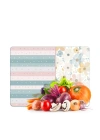 Decovetro Cam Kesme Tahtası ve Sunumluk Flower & Stripes Desenli 40 x 30 cm