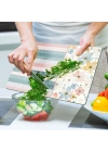 Decovetro Cam Kesme Tahtası ve Sunumluk Flower & Stripes Desenli 40 x 30 cm