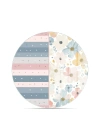 Decovetro Cam Kesme Tahtası ve Sunumluk Yuvarlak Flower & Stripes Desenli 30 x 30 cm
