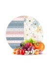 Decovetro Cam Kesme Tahtası ve Sunumluk Yuvarlak Flower & Stripes Desenli 30 x 30 cm