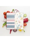 Decovetro Cam Kesme Tahtası ve Sunumluk Kare Flower & Stripes Desenli 30 x 30 cm