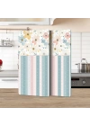 Decovetro Cam Kahve Sofra Sunum Tablası 2li Set Flower & Stripes Desenli 30 x 15 cm
