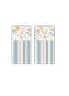 Decovetro Cam Kahve Sofra Sunum Tablası 2li Set Flower & Stripes Desenli 30 x 15 cm