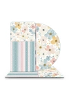 Decovetro Cam Sunum Servis Tabağı 3lü Karma Set Flower & Stripes Desenli