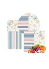 Decovetro Cam Sunum Servis Tabağı 3lü Karma Set Flower & Stripes Desenli