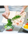 Decovetro Cam Kesme Tahtası ve Sunumluk Flower & Points Desenli 40 x 30 cm