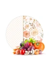 Decovetro Cam Kesme Tahtası ve Sunumluk Yuvarlak Flower & Points Desenli 30 x 30 cm
