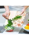 Decovetro Cam Kesme Tahtası ve Sunumluk Kare Flower & Points Desenli 30 x 30 cm