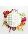 Decovetro Cam Kesme Tahtası ve Sunumluk Yuvarlak Minimal Flower & Buffalo Desenli 30 x 30 cm
