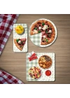 Decovetro Cam Sunum Servis Tabağı 3lü Karma Set Minimal Flower & Buffalo Desenli