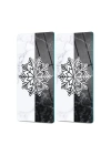 Decovetro Cam Kahve Sofra Sunum Tablası 2li Set Siyah Beyaz Kar Tanesi Desenli 30 x 15 cm