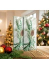 Decovetro Cam Kahve Sofra Sunum Tablası 2li Set Noel Yılbaşı Çelenk Desenli 30 x 15 cm