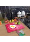 Decovetro Cam Kesme Tahtası ve Sunumluk Aşk Yumurtası Desenli 20x30 Cm