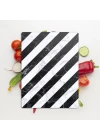 Decovetro Cam Kesme Tahtası ve Sunumluk Çarpraz Siyah Beyaz Mermer Desenli 30x40 cm