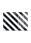 Decovetro Cam Kesme Tahtası ve Sunumluk Çarpraz Siyah Beyaz Mermer Desenli 30x40 cm