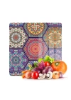 Decovetro Cam Kesme Tahtası ve Sunumluk Kare Altıgen Mandala Desenli 30x30 Cm