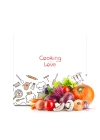 Decovetro Cam Kesme Tahtası ve Sunumluk Kare Cooking Love Desenli 30x30 Cm