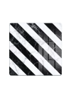 Decovetro Cam Kesme Tahtası ve Sunumluk Kare Çarpraz Siyah Beyaz Mermer Desenli 30x30 cm