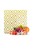 Decovetro Cam Kesme Tahtası ve Sunumluk Kare Gold Geometrik Desenli 30x30 Cm