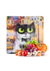 Decovetro Cam Kesme Tahtası ve Sunumluk Kare Kedi Desenli 30x30 Cm